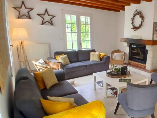 Un séjour au coin du feu : Salon convivial et chaleureux.