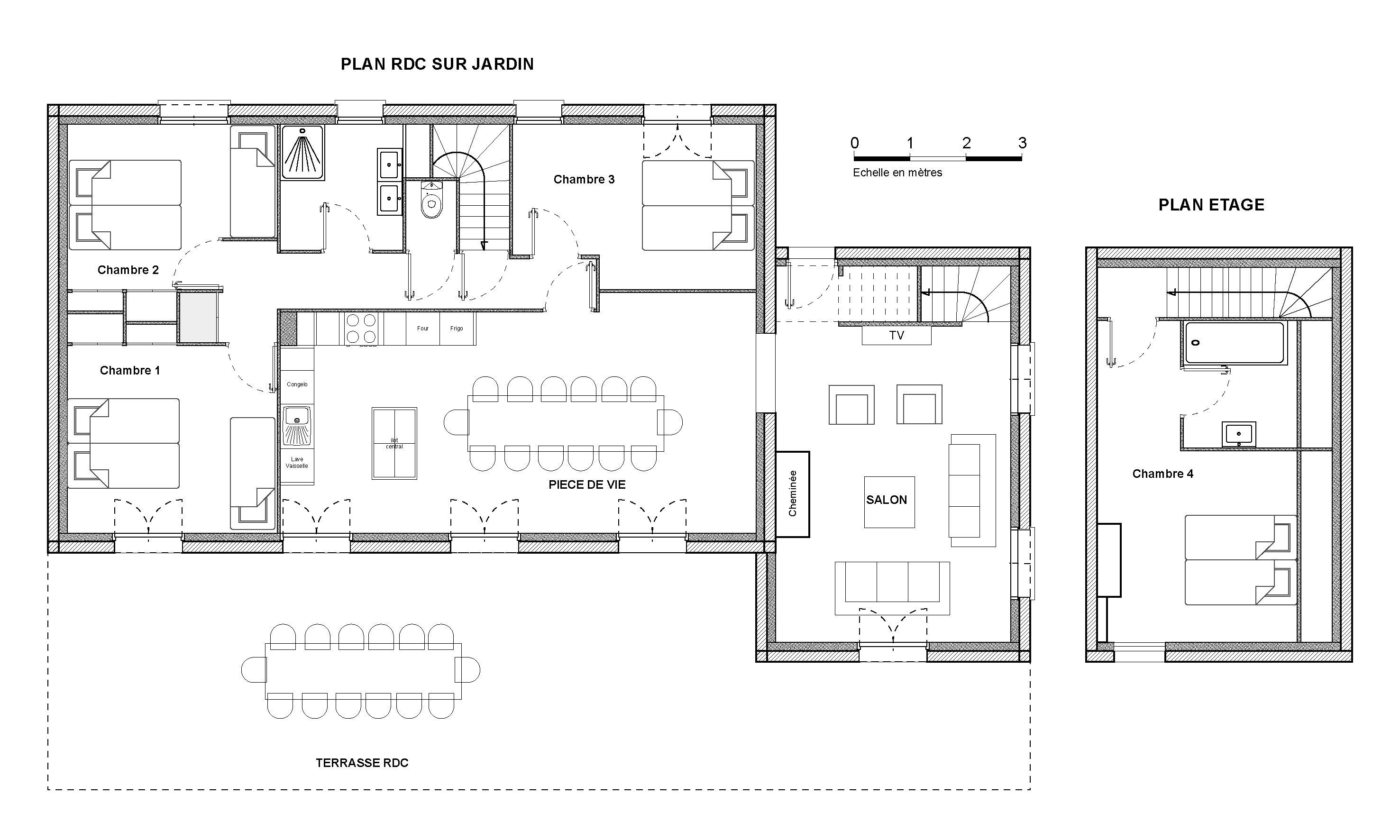 Plan du rez-de-chaussée du gîte.